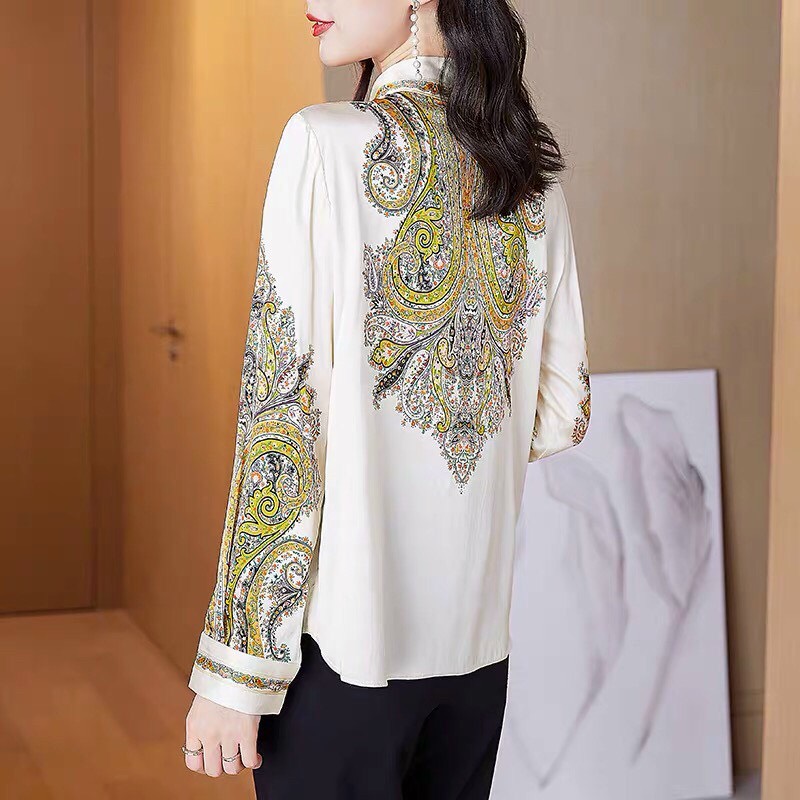 Áo Sơ Mi Lụa Họa Tiết - SM71